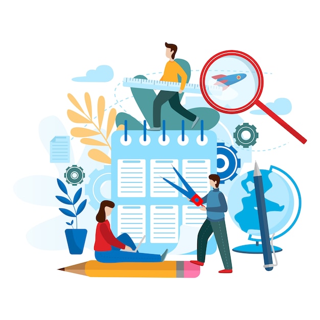 Ilustração em vetor plana conceitual Projeto de trabalho em equipe.