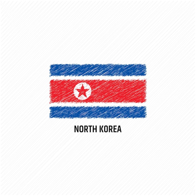 Ilustração em vetor plana de bandeira grunge da coreia do norte