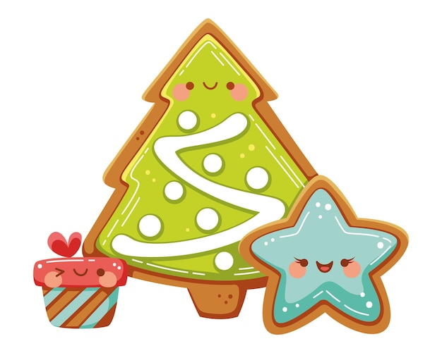 páginas para colorir de biscoitos de natal kawaii 4600074 Vetor no Vecteezy