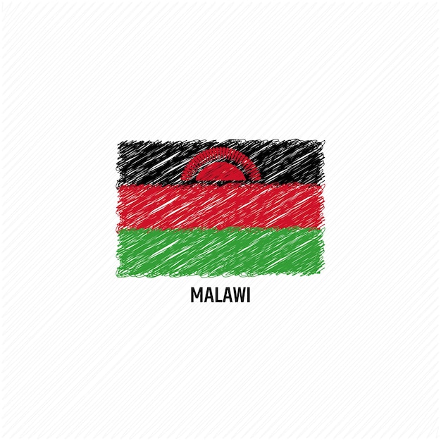 Ilustração em vetor plana de modelo de bandeira do malawi