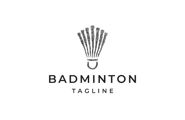 Ilustração em vetor plana de modelo de design de ícone de logotipo de peteca de badminton
