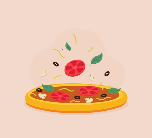 Ilustração em vetor plana de pizza italiana