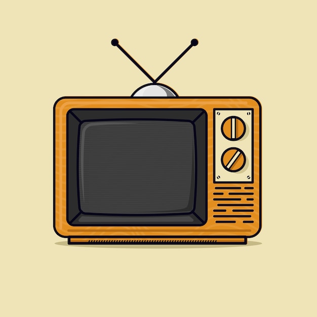 Ilustração em vetor plana de televisão vintage