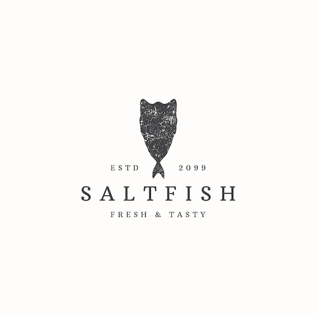 Ilustração em vetor plana modelo de ícone de logotipo de peixe salgado