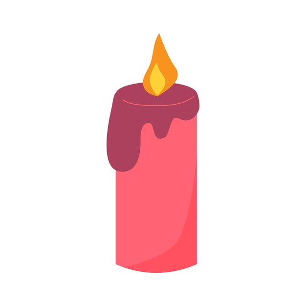 Ilustração em vetor plano de vela Queimando uma vela decorativa de cera rosa