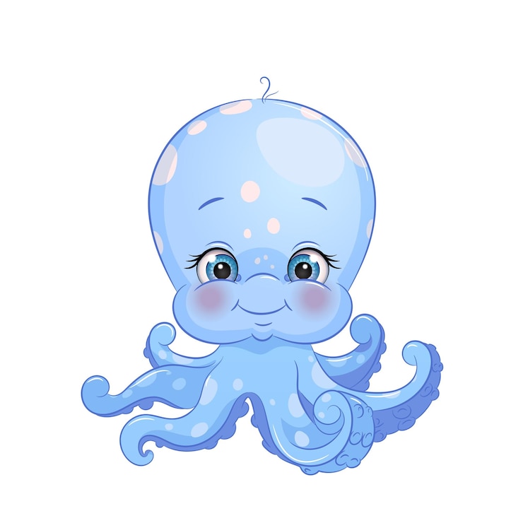 Vetor ilustração em vetor polvo dos desenhos animados animal de oceano bonito isolado fundo branco