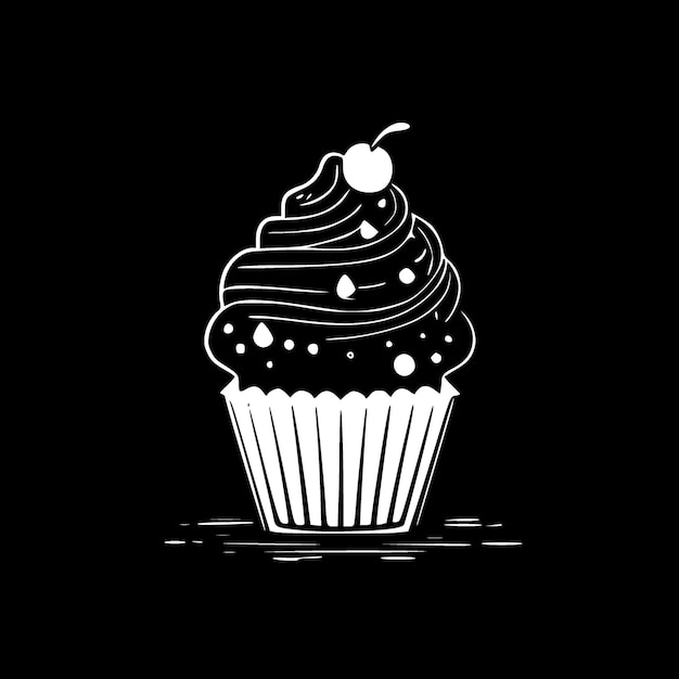 Ilustração em vetor preto e branco de cupcake