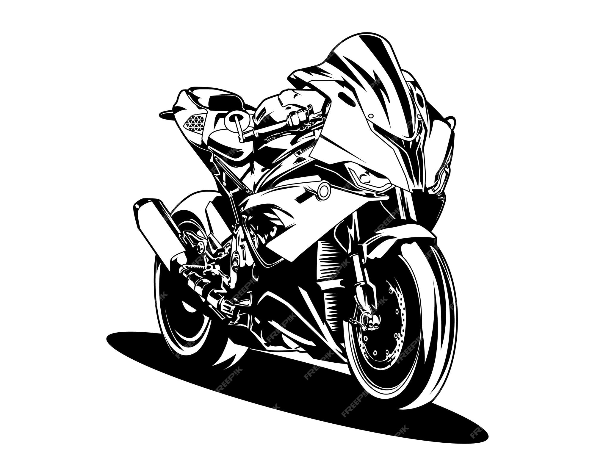 Desenho Motocicleta Preto Branco Isolado Fundo Branco Ilustração Preta  Vetor imagem vetorial de dero2010© 468738724