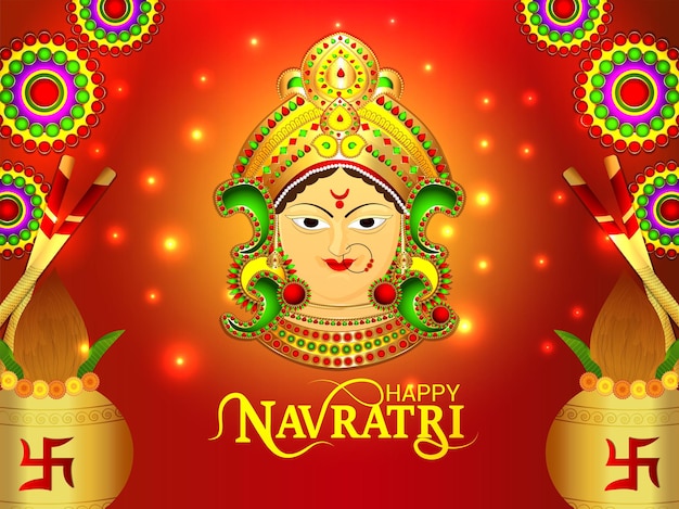 Ilustração em vetor realista de feliz fundo de navratri