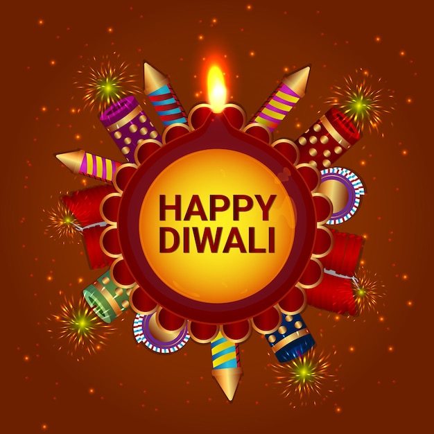 Ilustração em vetor realista de fundo de celebração feliz diwali