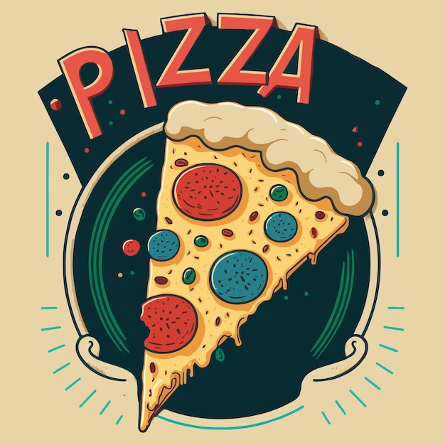 Vetor ilustração em vetor saborosa pizza italiana para logotipo ou cartaz