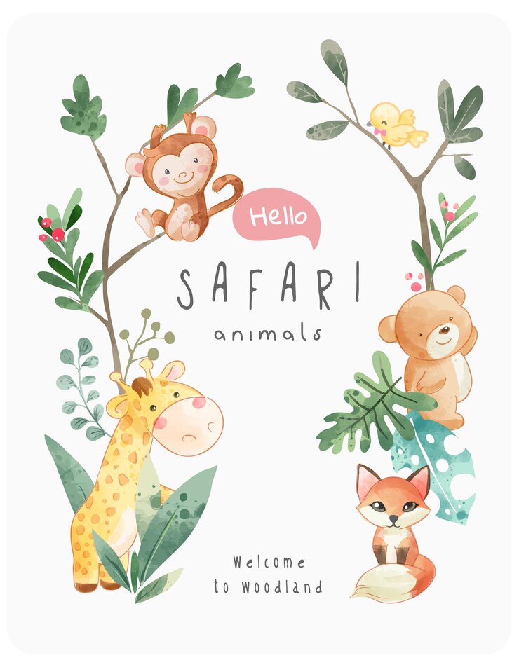 ilustração em vetor safari animal fofo