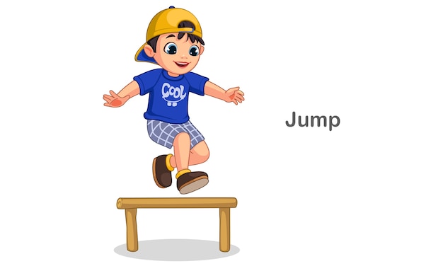 Ilustração em vetor salto menino bonito