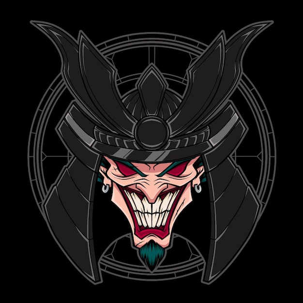 Ilustração em vetor samurai head mascot