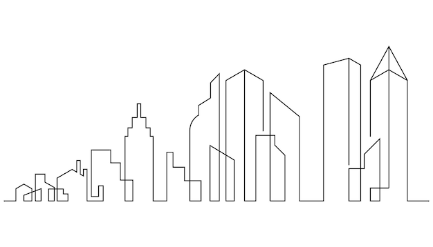 Ilustração em vetor silhueta cidade skyline cidade em design plano