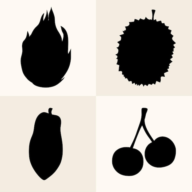 Ilustração em vetor silhueta de frutas