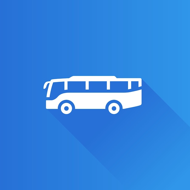 Ilustração em vetor sombra longa de ícone de cor plana de ônibus