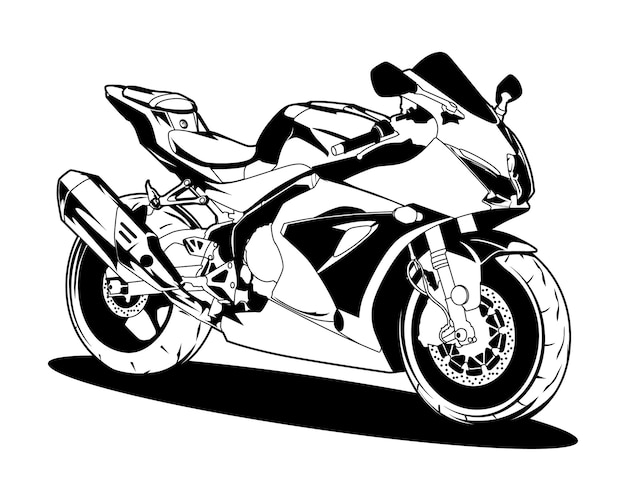 Ilustração em vetor superbike de motocicleta preto e branco