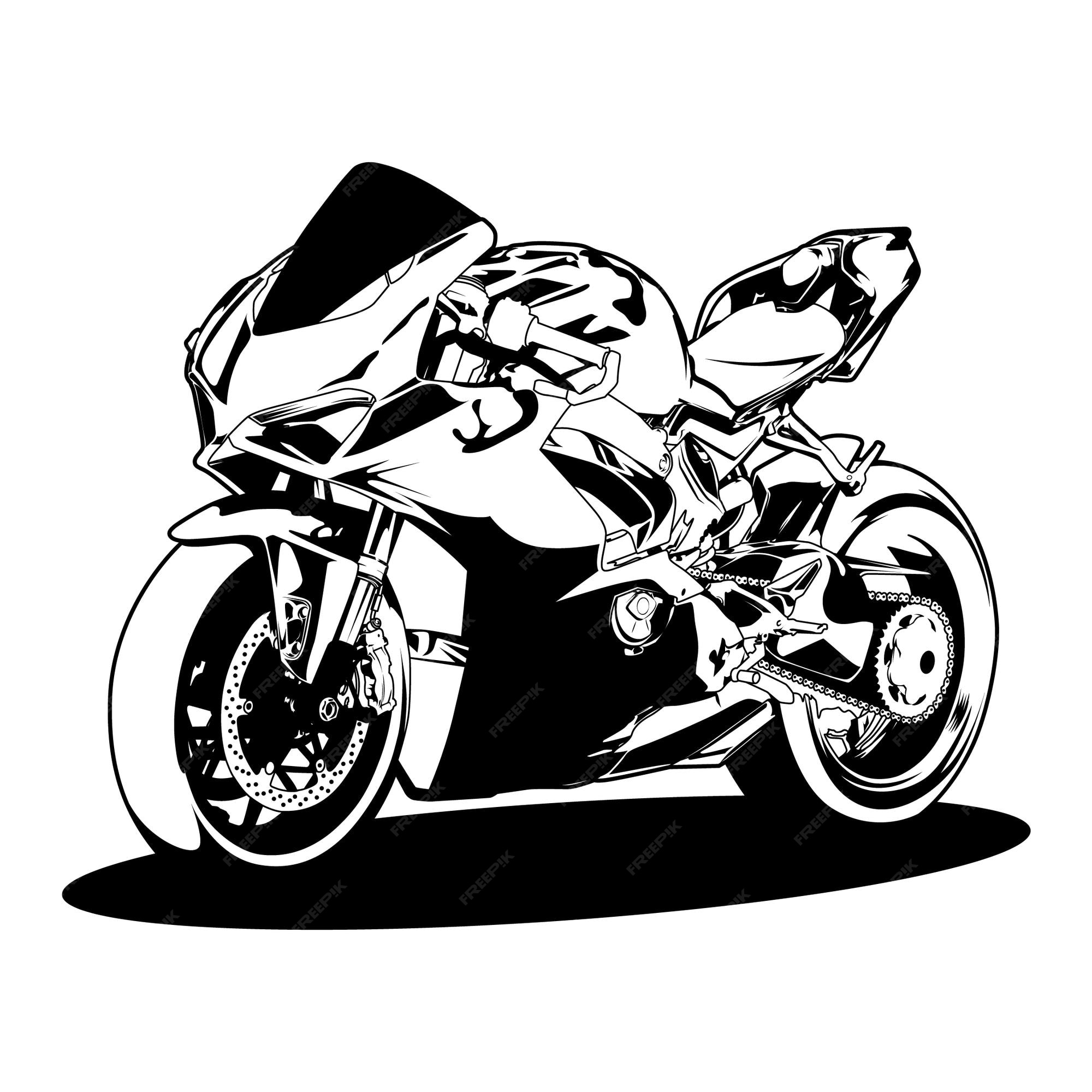 Desenho Motocicleta Preto Branco Isolado Fundo Branco Ilustração Preta  Vetor vetor(es) de stock de ©dero2010 468738724