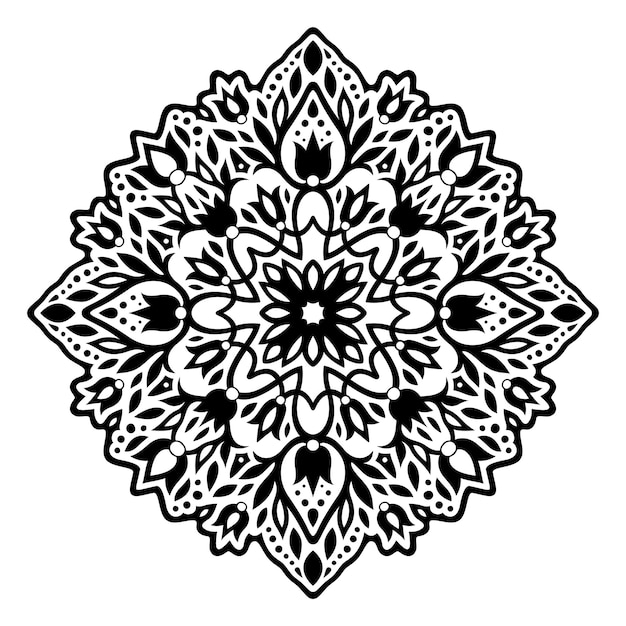 Ilustração em vetor tatuagem tribal monocromática bonita com padrão floral preto isolado no fundo branco