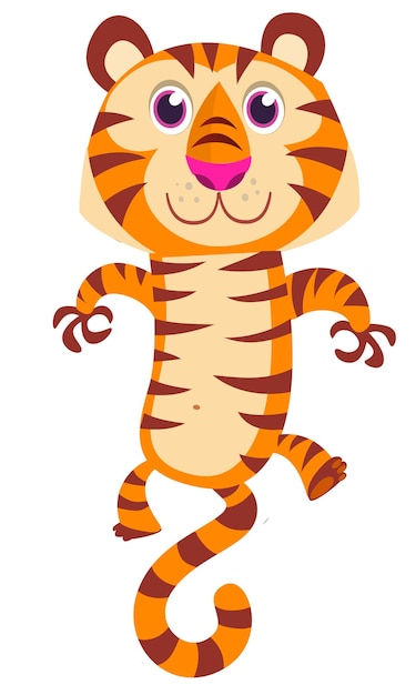 Ilustração em vetor tigre de desenho animado muito fofa isolada em fundo branco