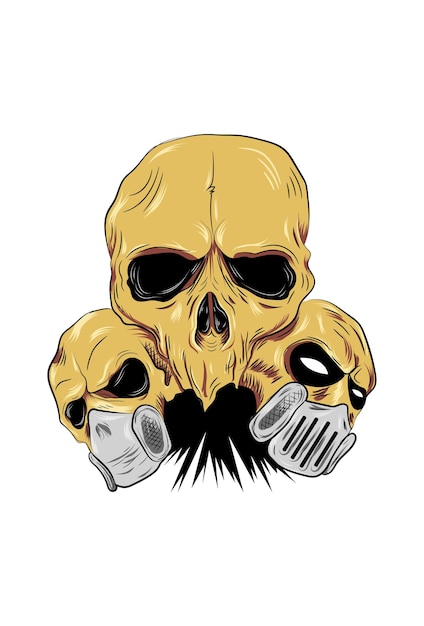 Ilustração em vetor três caveiras e máscaras