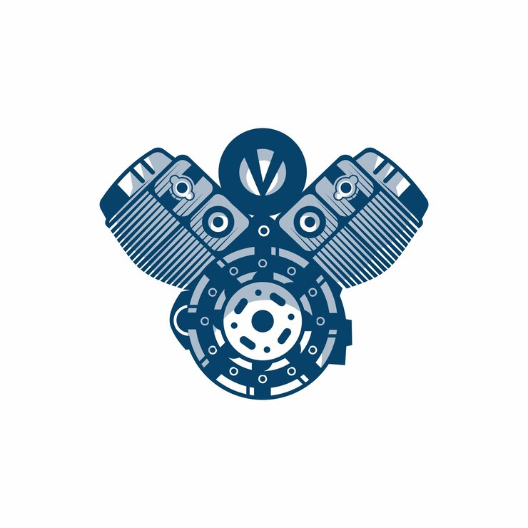 Vetor ilustração em vetor v twin machine logo design
