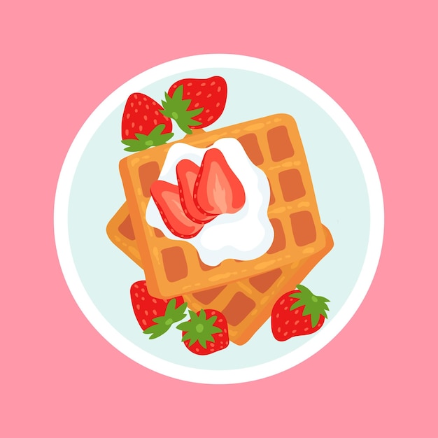 Vetor ilustração em vetor waffle morango