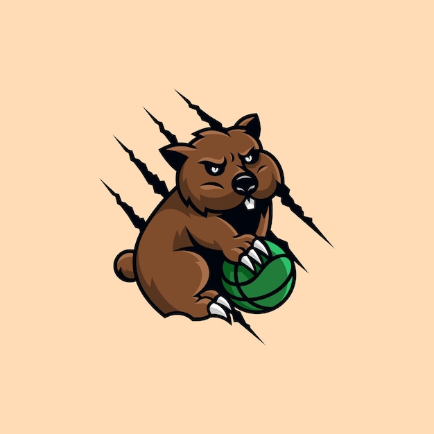 Ilustração em vetor wombat cartoon logo design