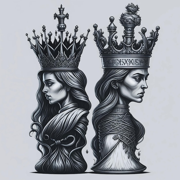 Ilustração em vetor xadrez rei e rainha