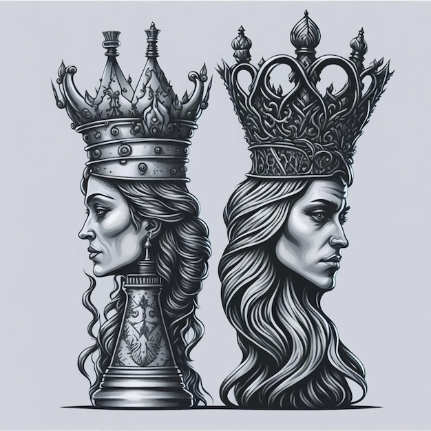 Ilustração em vetor xadrez rei e rainha