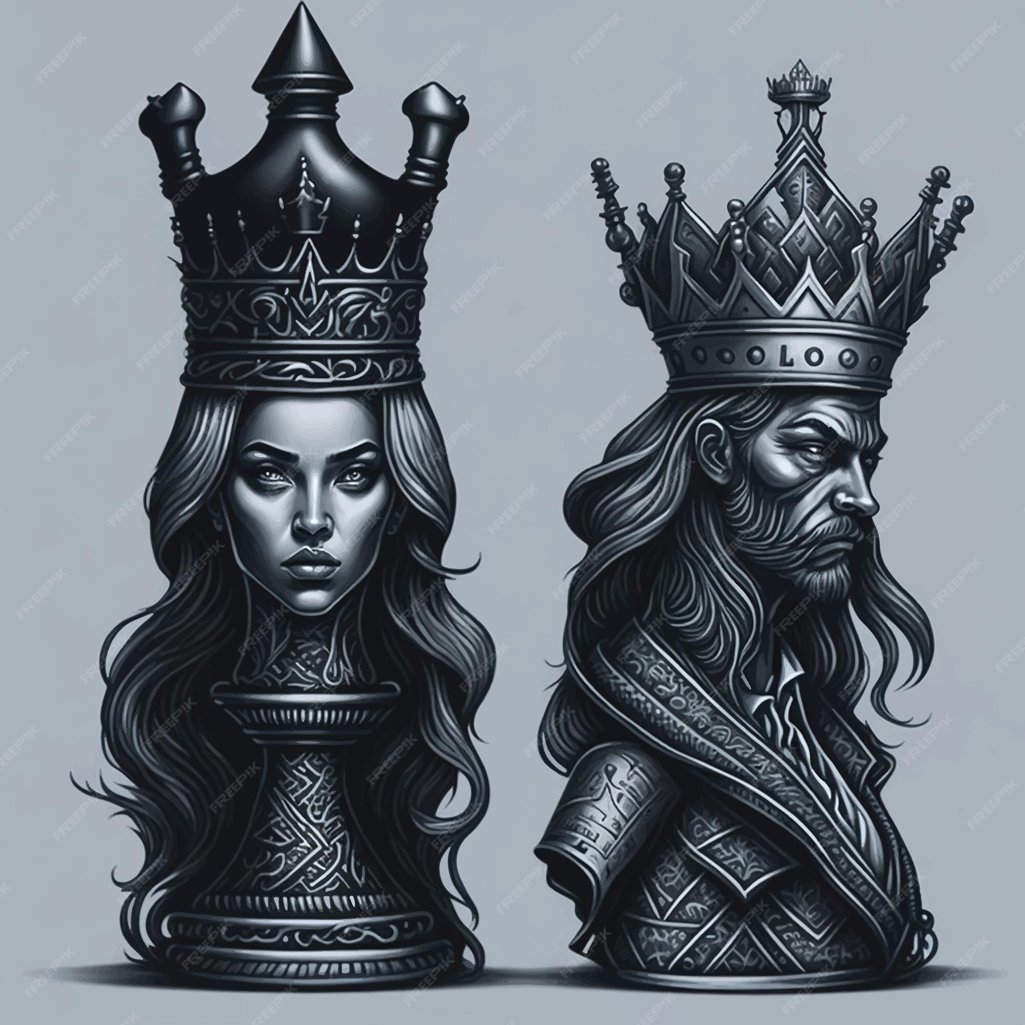 Ilustração em vetor xadrez rei e rainha