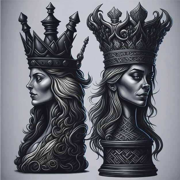 Ilustração em vetor xadrez rei e rainha