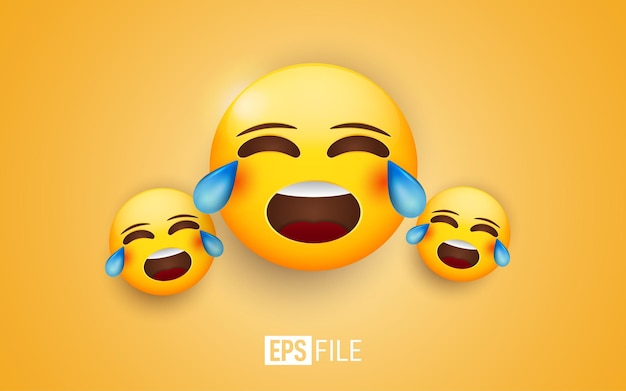 Ilustração emoticons de rosto chorando