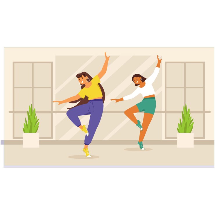 Vetor ilustração energética de dança em grupo para inspiração artística