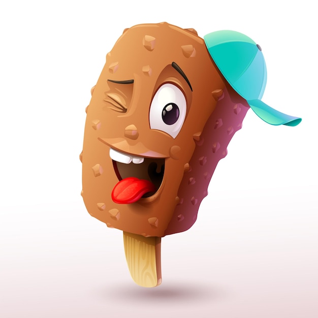 ilustração engraçada de sorvete mostrando a língua