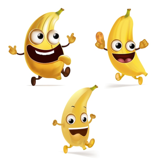 Ilustração engraçada do estilo do vetor do personagem de desenho animado Banana