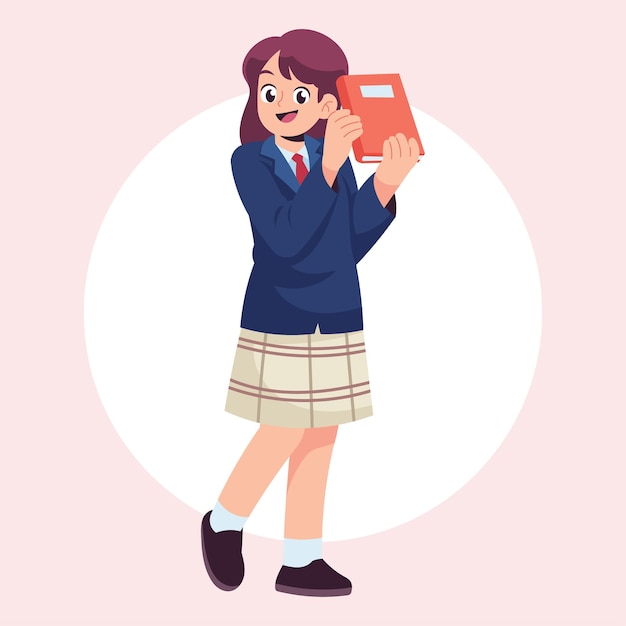 Ilustração escolar de aluno de vetor plano