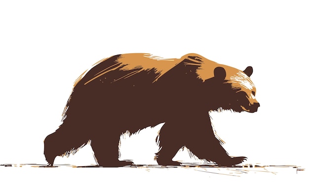 Ilustração estilizada de urso caminhante em tons de terra