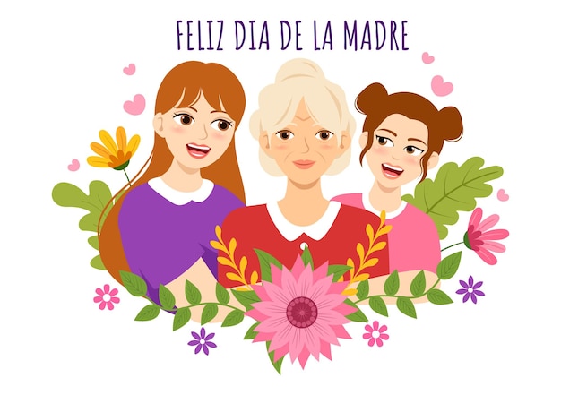 Vetor ilustração feliz dia de la madre com comemoração do dia das mães feliz para modelos de página de aterrissagem