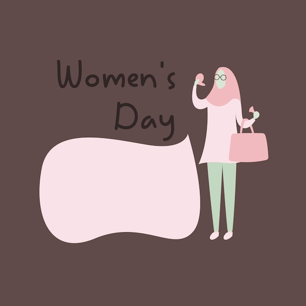 Ilustração feliz do dia da mulher com garota hijab