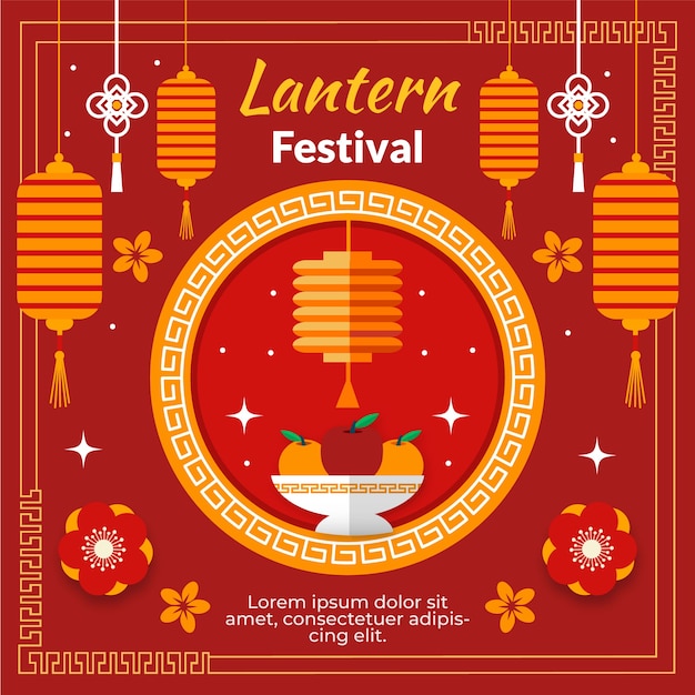 Ilustração festival de lanternas planas