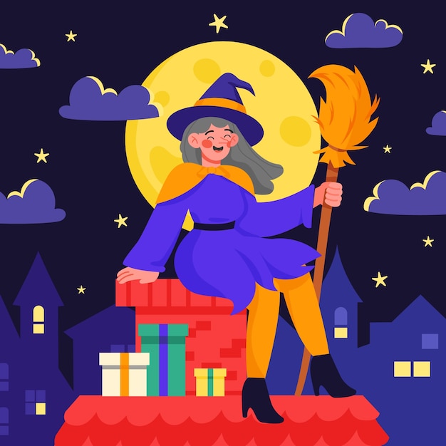 Vetor ilustração flat befana