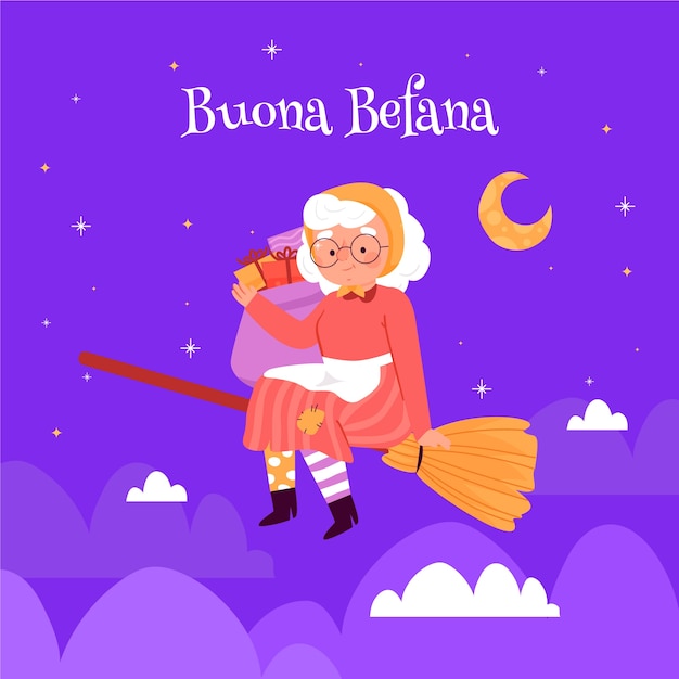 Vetor ilustração flat befana