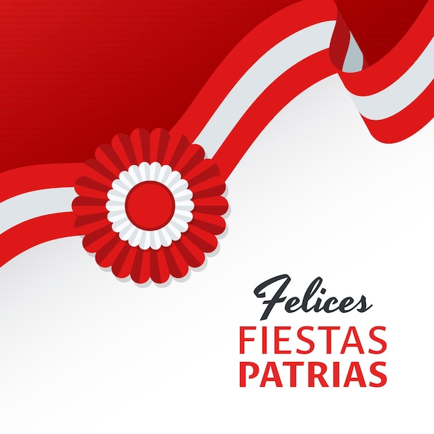 Vetor ilustração flat fiestas patrias de peru