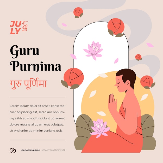 Ilustração flat guru purnima