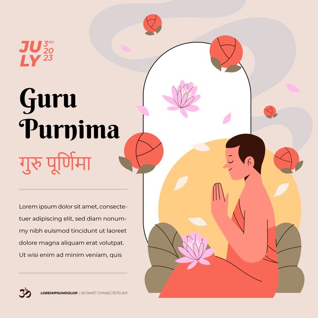 Ilustração Flat guru purnima