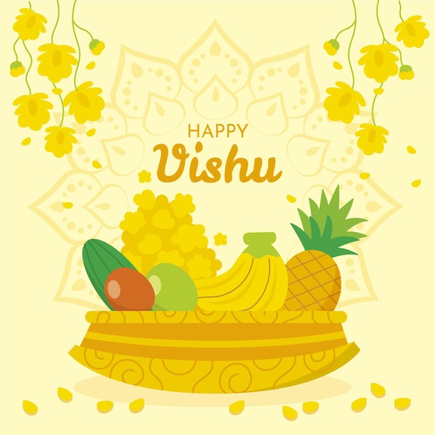 Ilustração flat happy vishu