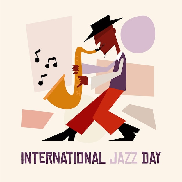 Ilustração Flat International Jazz Day