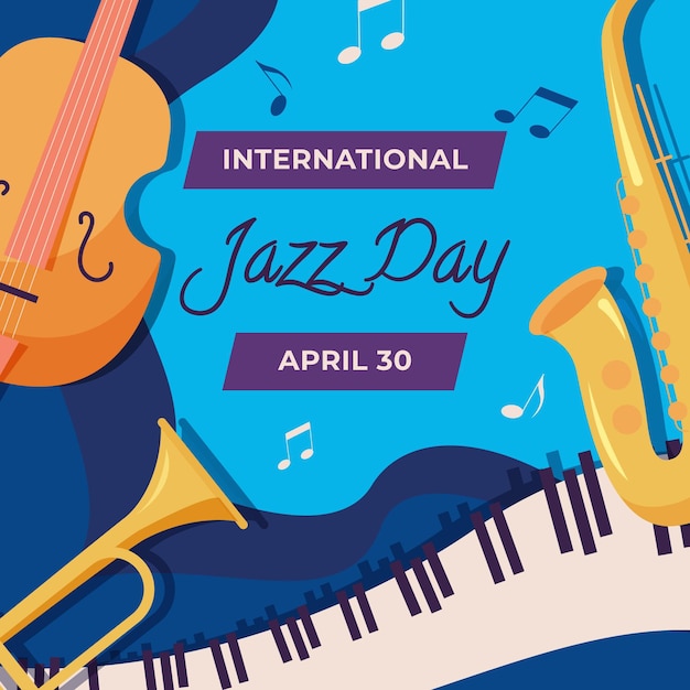 Ilustração flat international jazz day